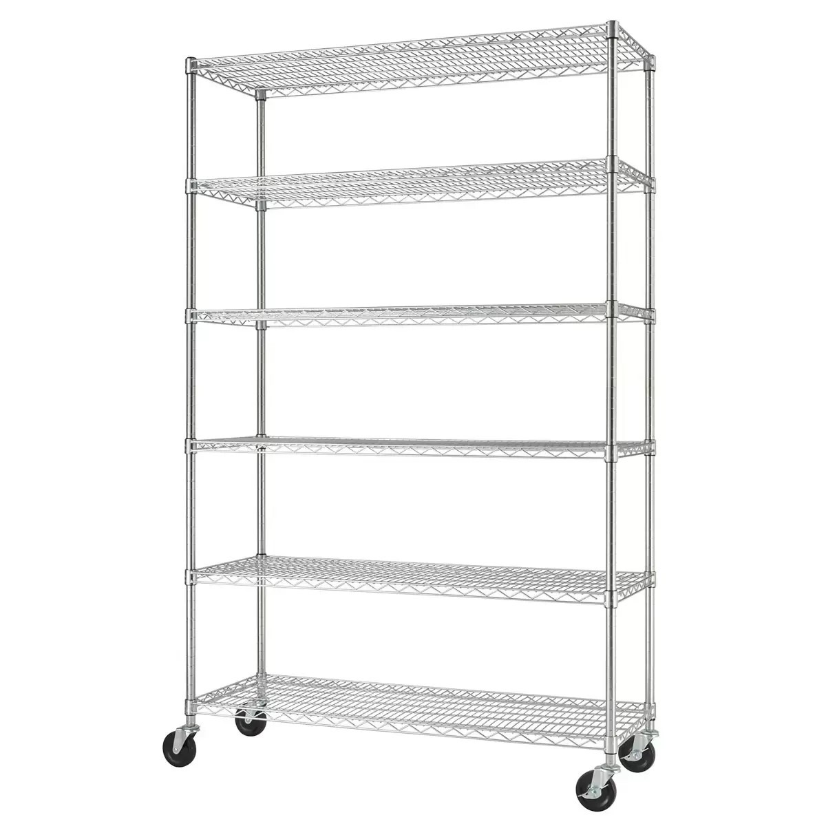 Chrome Cover Storge Wire Shelving 122x46x180 Cm 5 Tier