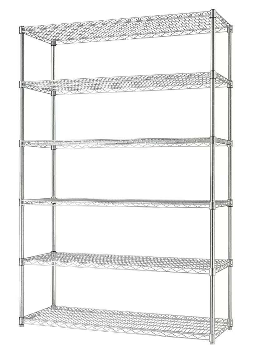 Chrome Cover Storge Wire Shelving 122x46x180 Cm 6 Tier