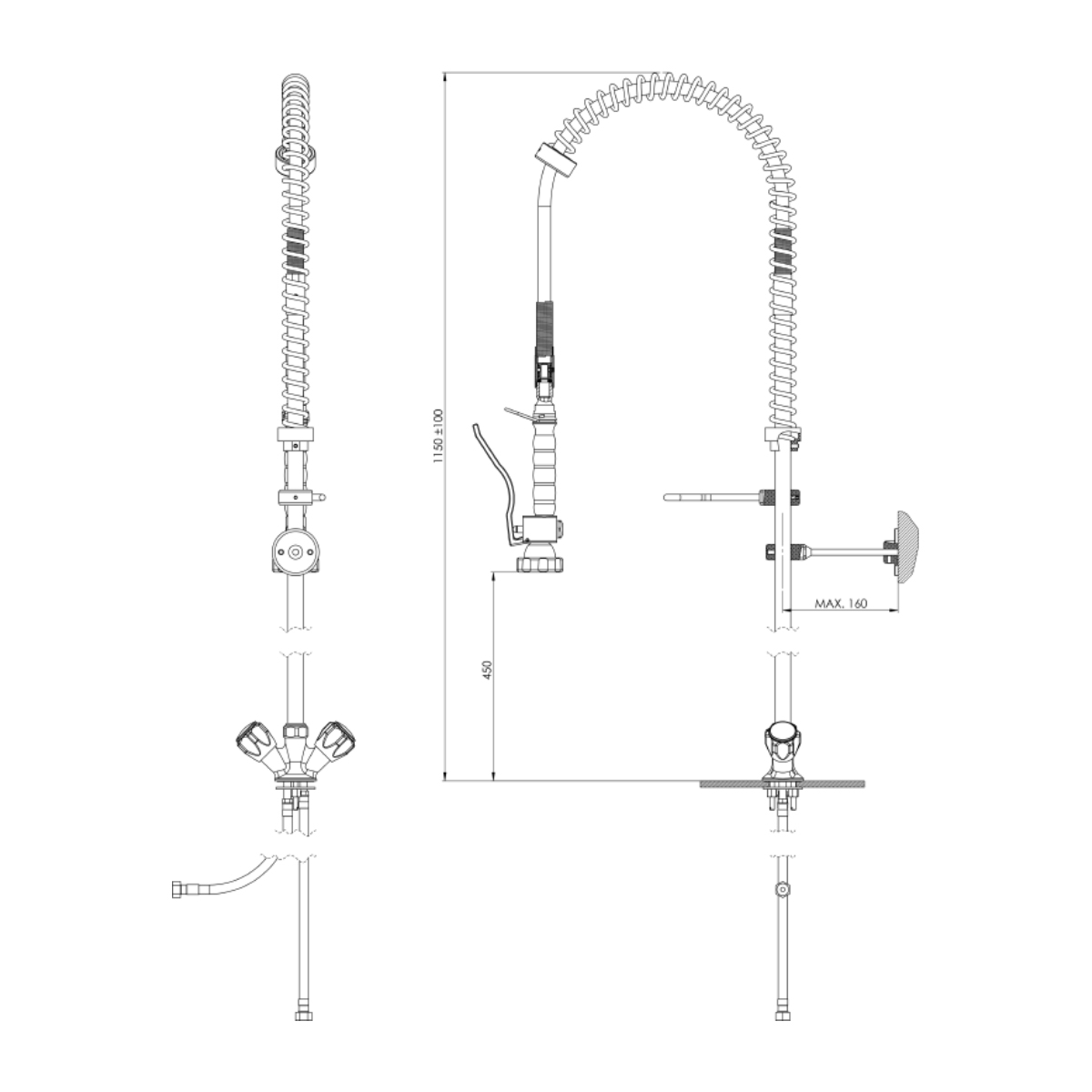 Dkr-pro Commercial Pre Rinse Tap Spray With Out Tap 002