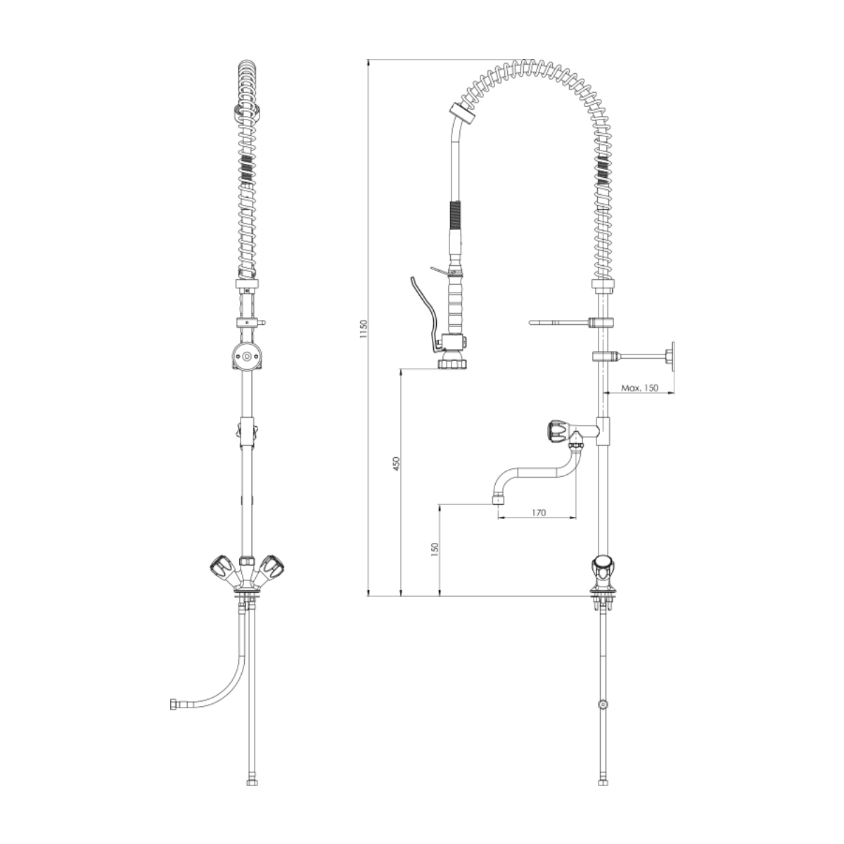 Dkr-Pro Commercial Pre Rinse Tap Spray With Tap 004