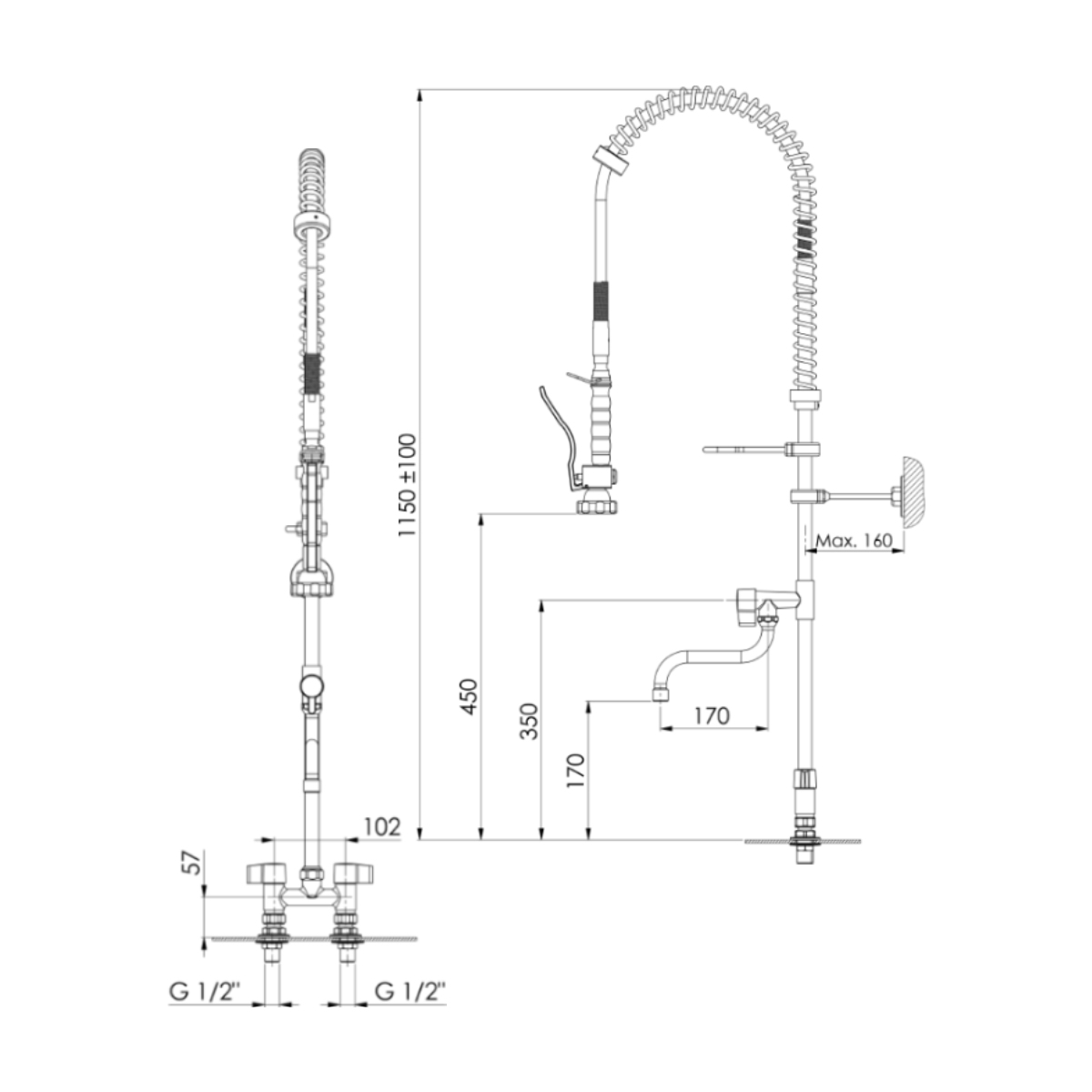 Dkr-Pro Commercial Pre Rinse Tap Spray With Tap 053