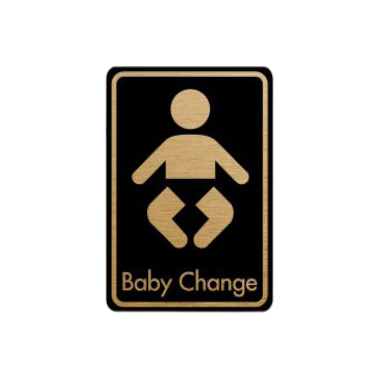 Baby Change Symbol With Text Door Sign. Gold On Black Dm085