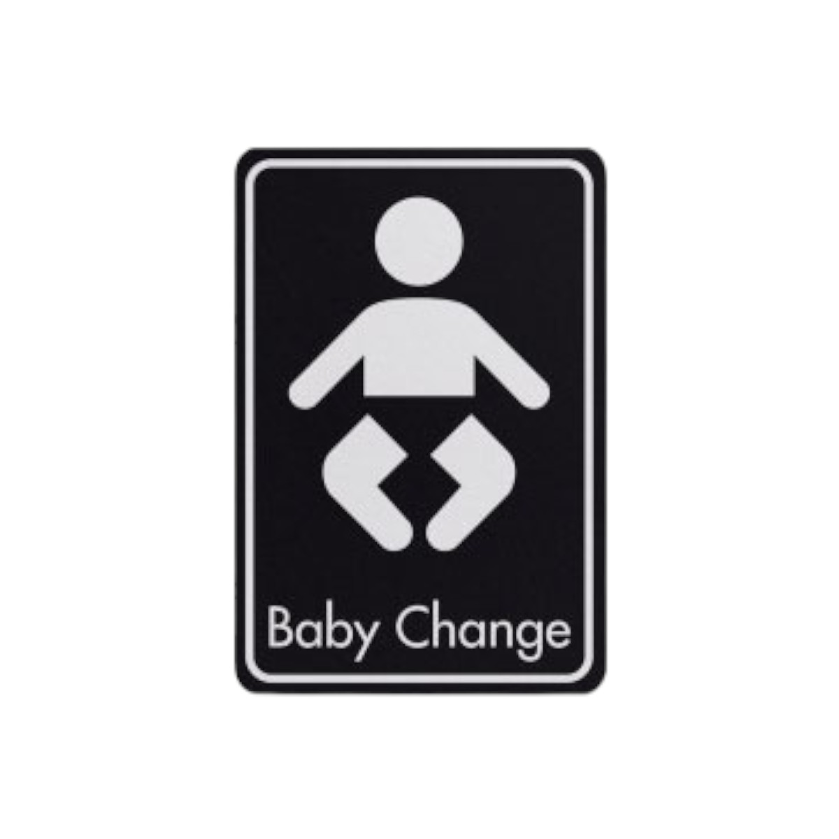 Baby Change Symbol With Text White On Black Fm 83x128mm Dm105