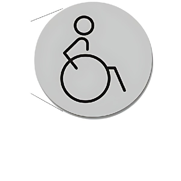Disabled Toilet Door Symbol Left 150mm Silver Ds048