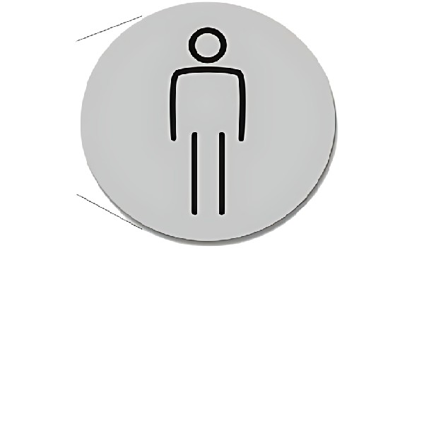 Gents Toilet Door Symbol. 150mm Silver Ds046
