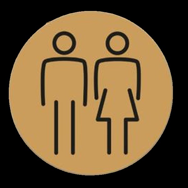 Ladies & Gents Toilet Door Symbol 150mm Gold Ds053