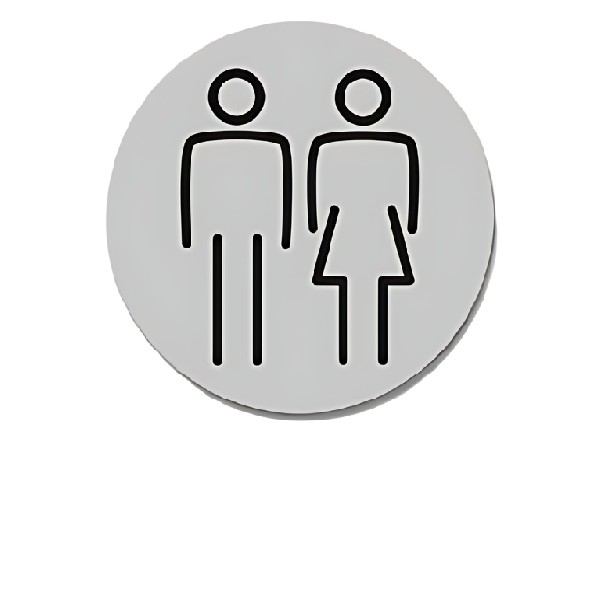 Ladies & Gents Toilet Door Symbol 150mm Silver Ds044