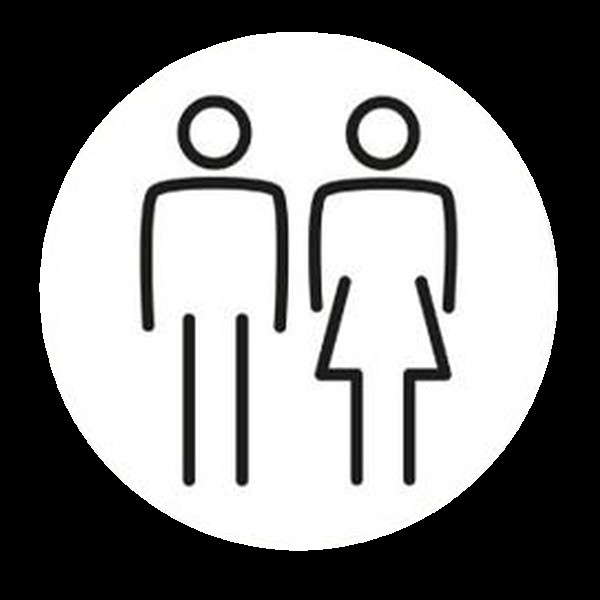 Ladies & Gents Toilet Door Symbol 150mm White Ds062