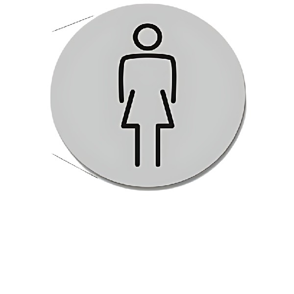 Ladies Toilet Door Symbol. 150mm Silver Ds045