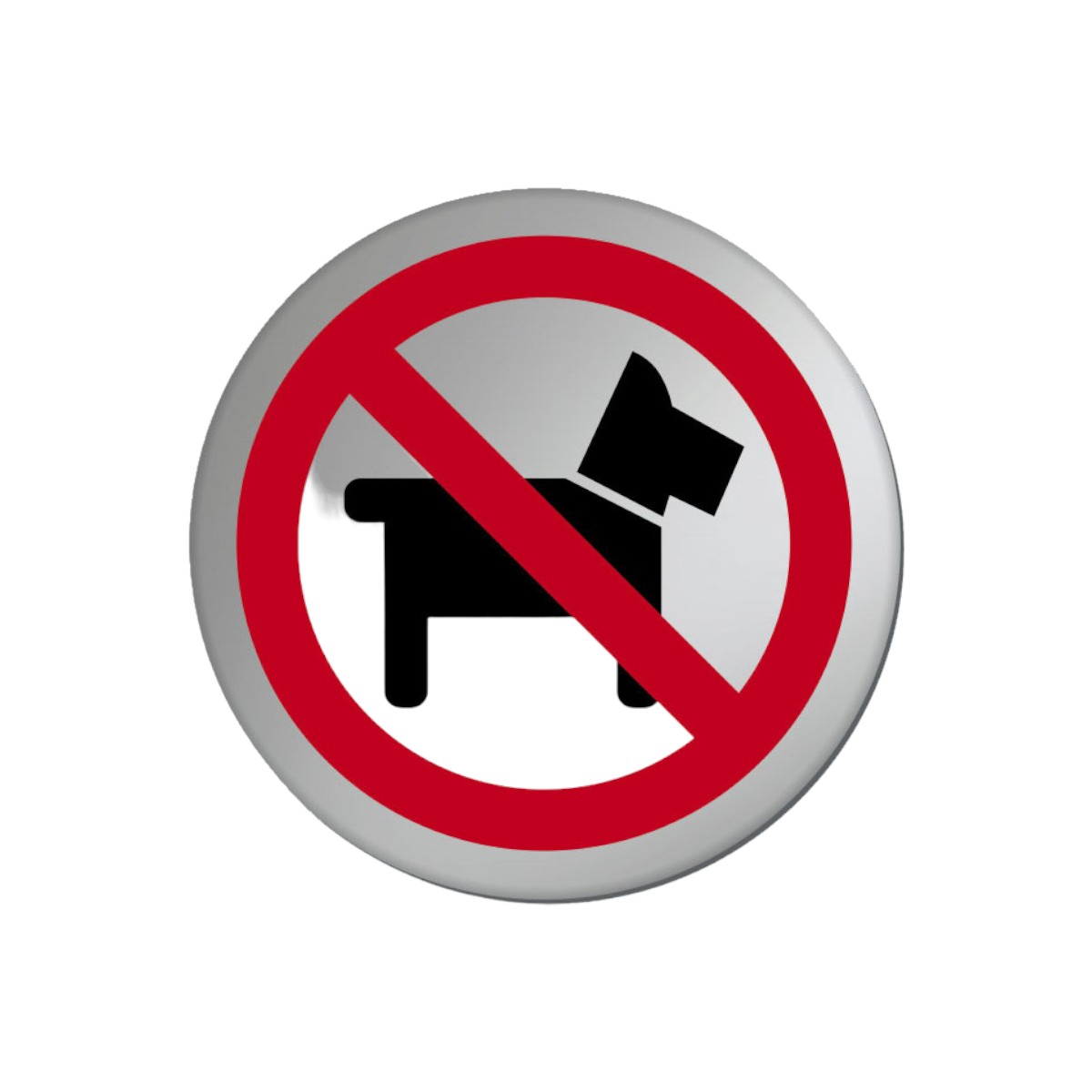 No Dogs Symbol 75mm Diameter Satin Silver Door Disc - Ds016
