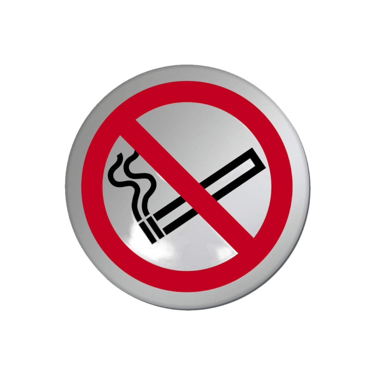 No Smoking Symbol Disk Silver Finish 75mm Diameter Ds015