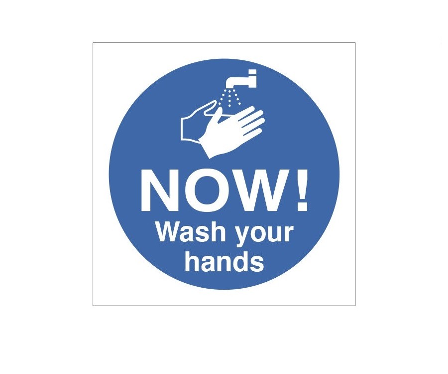 Now Wash Your Hands Notice 100x100 Mm Cs146