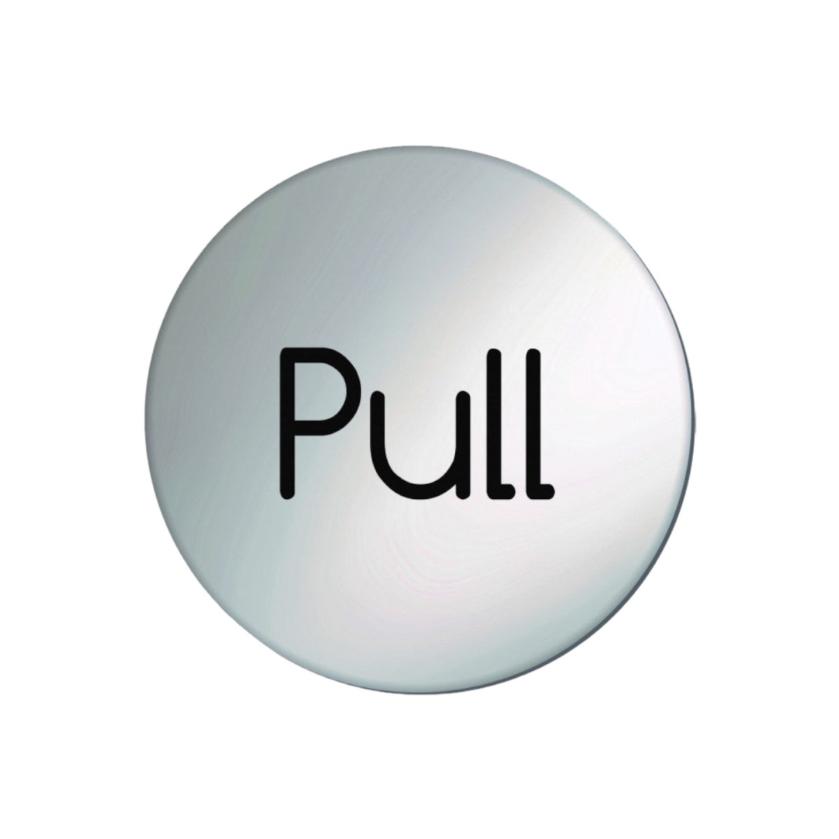 Pull Symbol Disk Silver Finish 75mm Diameter Ds022