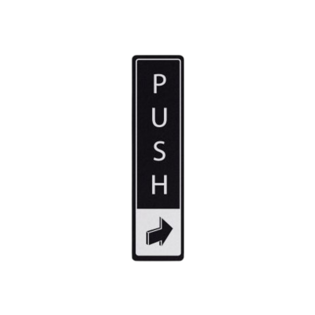 Push Vertical With Symbol Door Sign White On Black Dm114