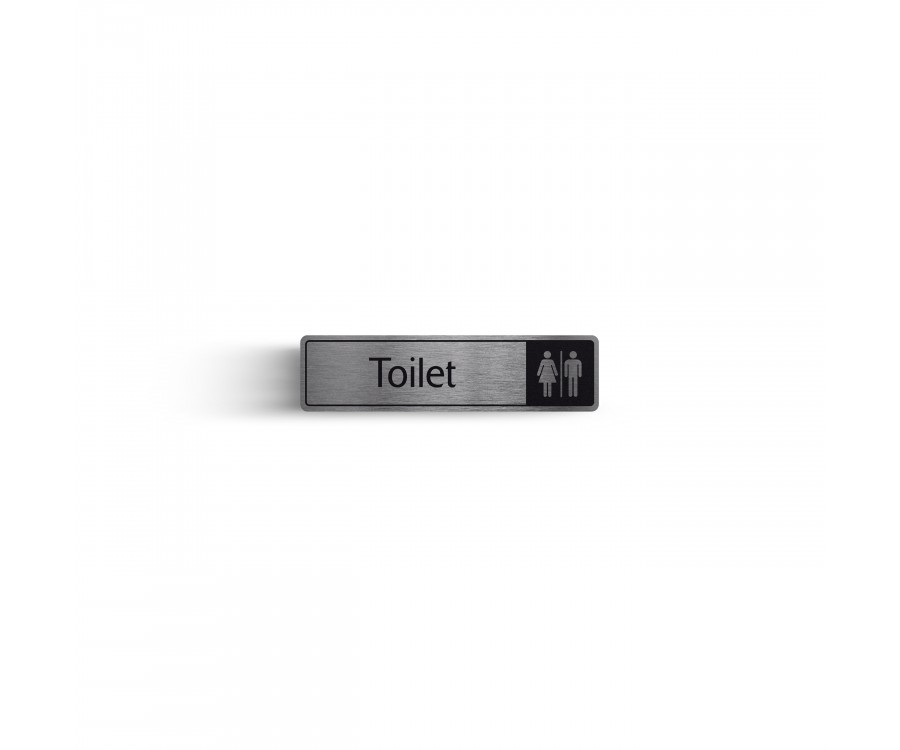 Toilet With Symbol Black On Silver 43x178mm Dm049