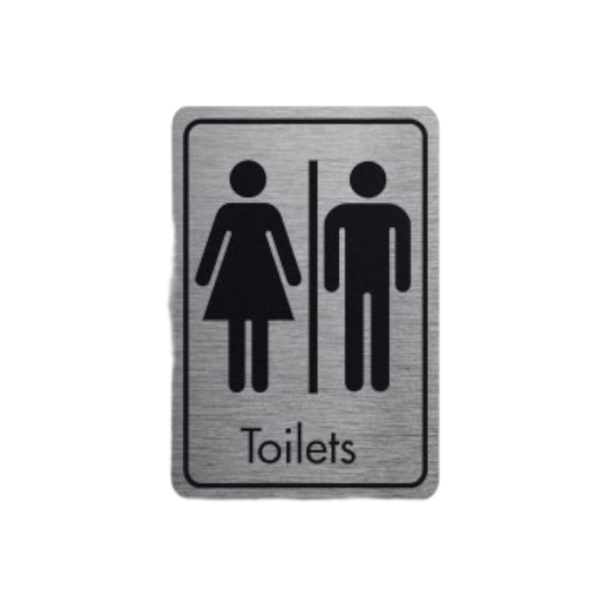 Toilets Symbol With Text Black On Silver Fm 83x128mm Dm041