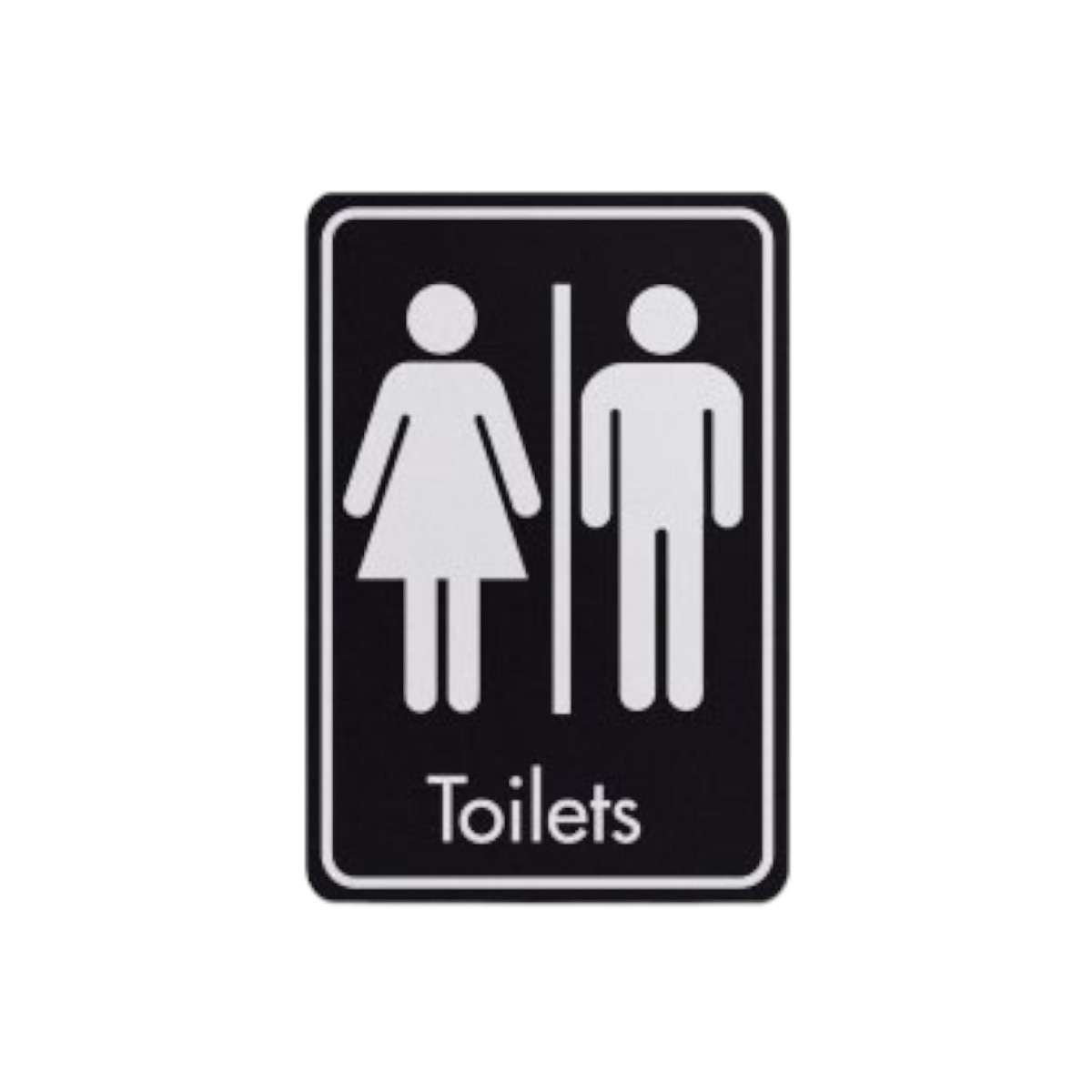 Toilets Symbol With Text White On Black Fm 83x128mm Dm101