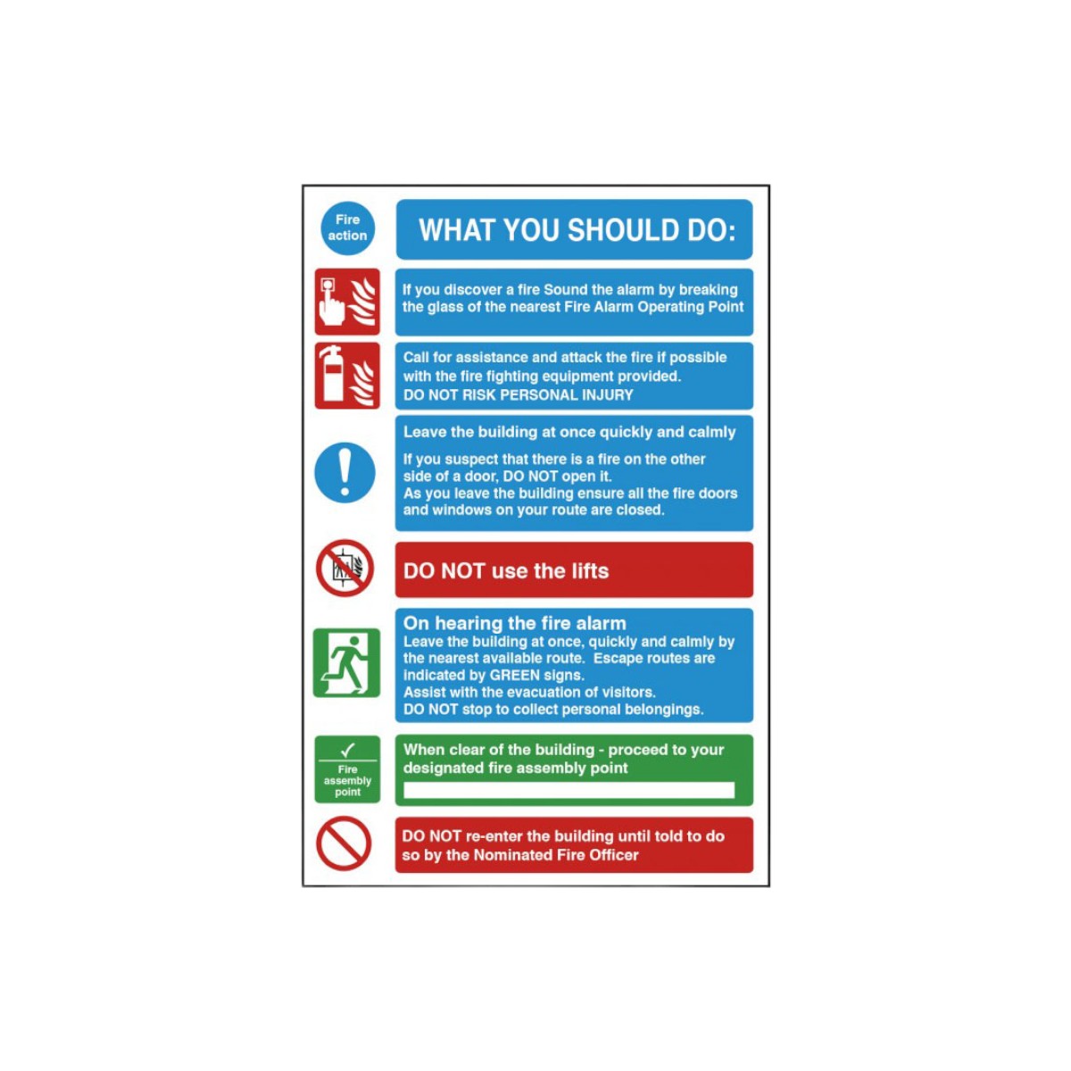 What You Should Do Fire Action Safety Sign Ms065