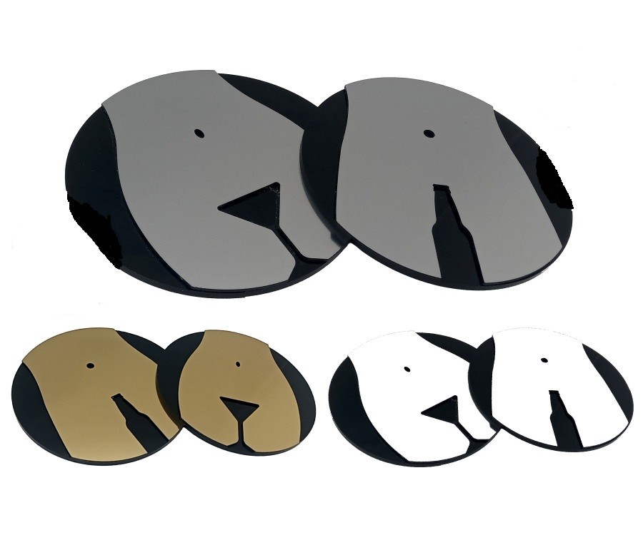 Wine / Cocktail Bar Toilet Door Signs - Pack Of 2 - Choice Of Colours Nicel Ds096