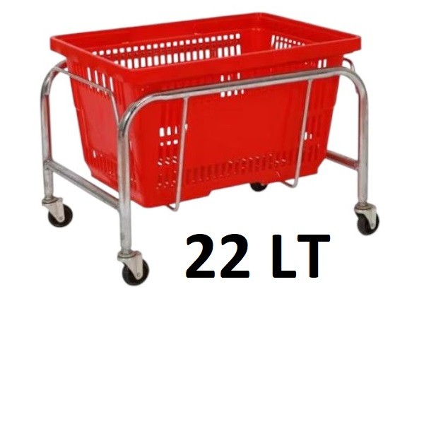 Basket Holder Trolley With Wheels 22lt