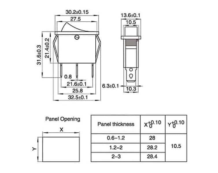 Red On-Off illuminated Rectangle Rocker Switch 230V