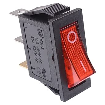 Red On-Off illuminated Rectangle Rocker Switch 230V