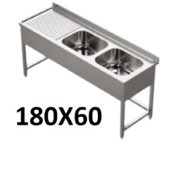 Sink Unit Double Bowl 180x60cm (Bowl Size 40x50x30cm) R
