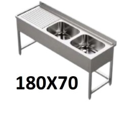 Sink Unit Double Bowl 180x70cm (Bowl Size 50x60x30cm) R