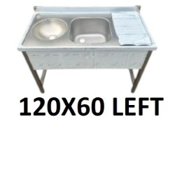 Sink Unit 120x60cm (Bowl Size 40x40x25cm) (Hand Wash Bowl 30x17cm) L