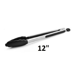 Silicone Tongs Black 12in 30cm