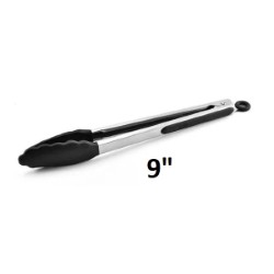 Silicone Tongs Black 9in 23cm