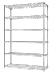 Chrome Cover Storge Wire Shelving 122x46x180 Cm 6 Tier