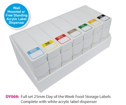 Day 25x25mm Day Of The Week Food Labels With Dispenser