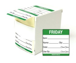 Day 50x50mm Friday Food Rotation Labels. 500 Per Roll