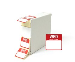 Day Wednesday 25x25mm Food Labels. 1000 Per Roll
