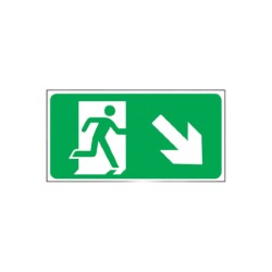 Emergency Exit Only Man Right Cross Down 150x300mm