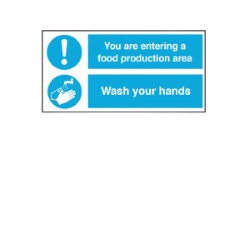 Food Production Area / Wash Your Hands Vinyl Sticker 300x200mm