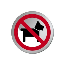 No Dogs Symbol 75mm Diameter Satin Silver Door Disc