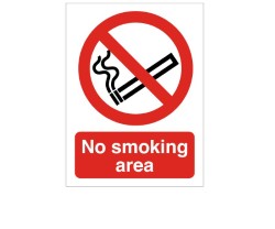 No Smoking Area Text And Symbol Sign 20x15cm