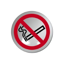 No Smoking Symbol Disk Silver Finish 75mm Diameter