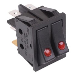Red Dual illuminated Power Rocker Switch DPST 220V