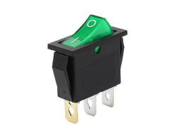 Green On-Off illuminated Rectangle Rocker Switch 230V