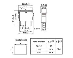 Red On-Off illuminated Rectangle Rocker Switch 230V